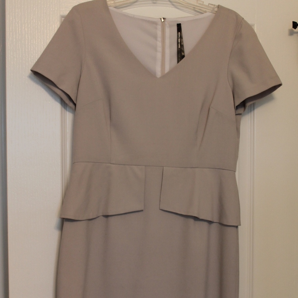 Gray dress with peplum waist